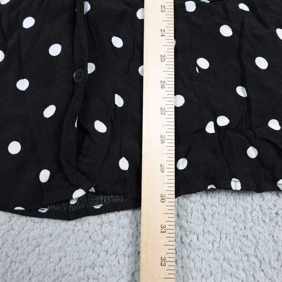 Urban Outfitters Mini Slip Baby Tee Dress Womens Medium Black Polkadot Button Up - Picture 4 of 10